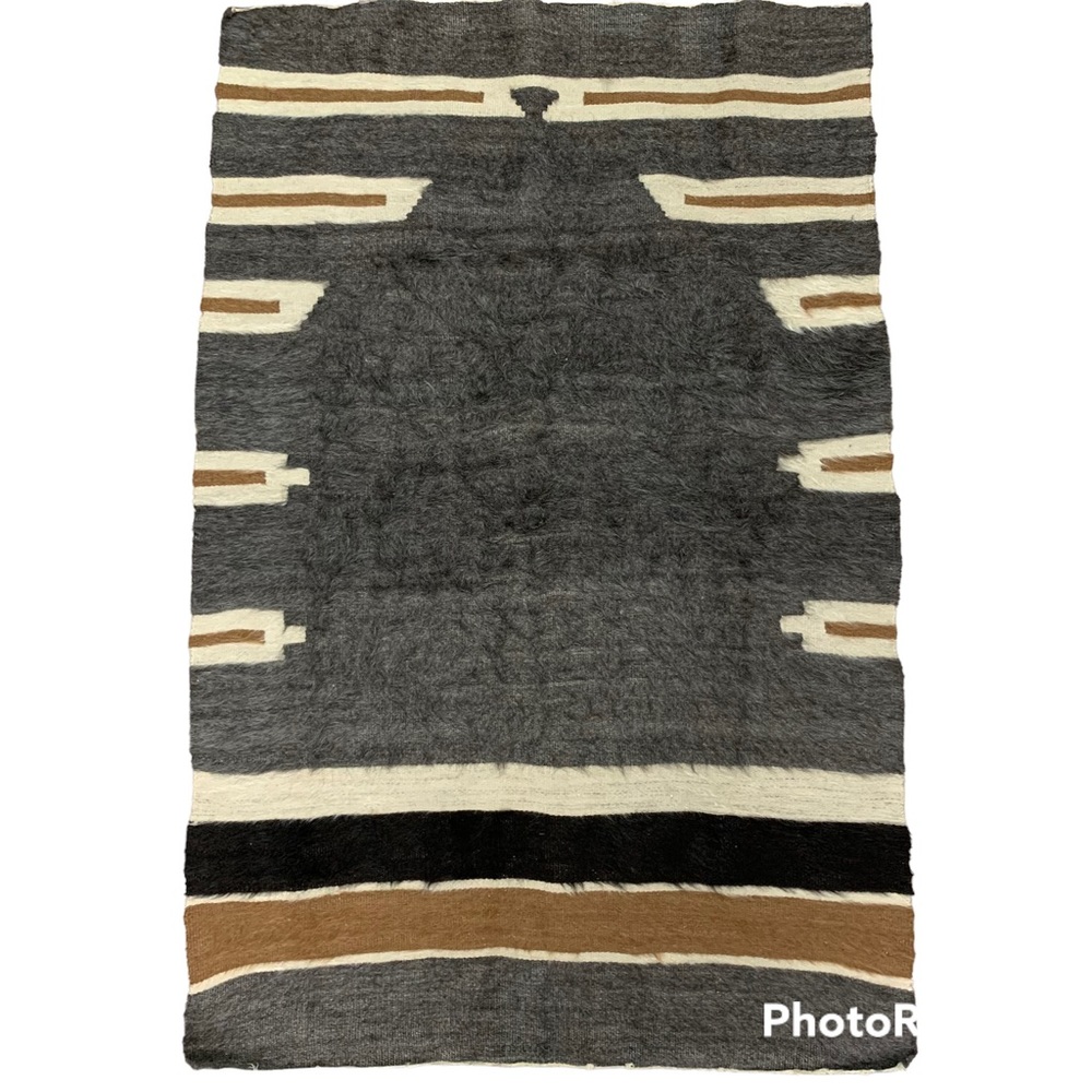 Turkish Wool Killim Rug Handwoven Animal Hair Neutrals Farmhouse Southwestern